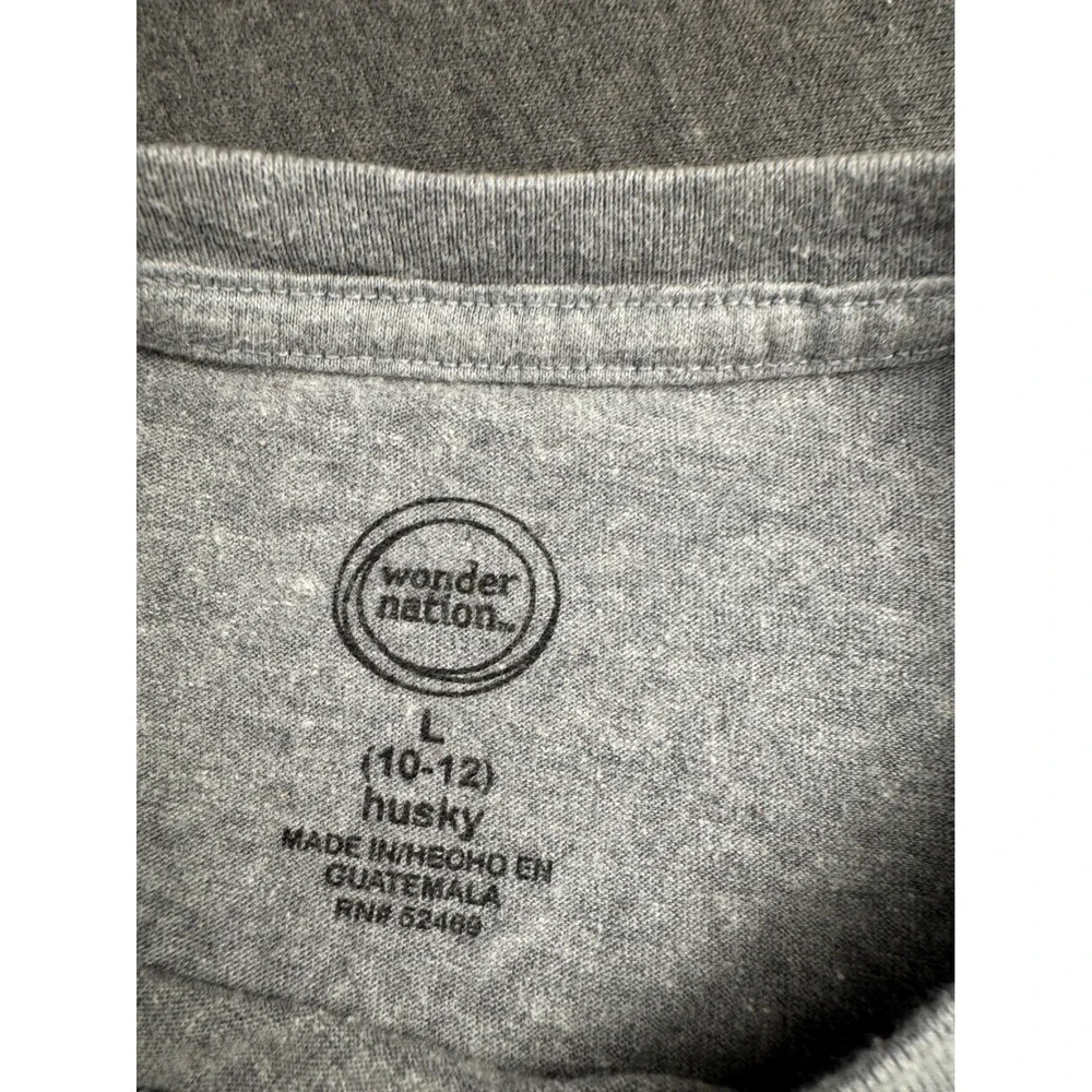Wonder Nation Boys T-Shirt Bundle Size L 10-12 Husky Shark Blue Gray 2-Pack